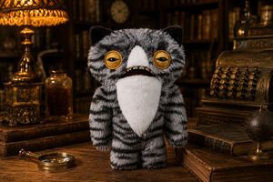 ZURU Fuggler Alley Cats Wide Eyed Cat Gray Tabby 9" Plush Funny Ugly Monster NIB